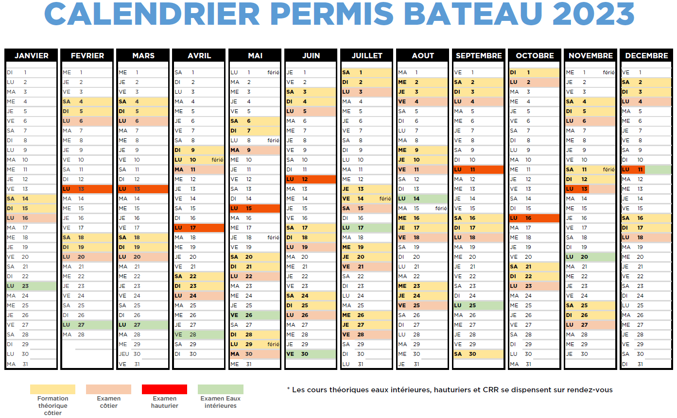 Calendrier Bateau 2023